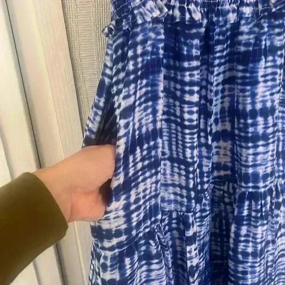 Solid & Striped Indigo Shibori Midi Dress sz L - Picture 10 of 11